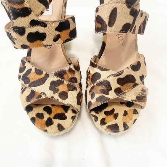 Steve Madden Kloudd calf hair leopard wedge strappy heels size 10 - Picture 6 of 9